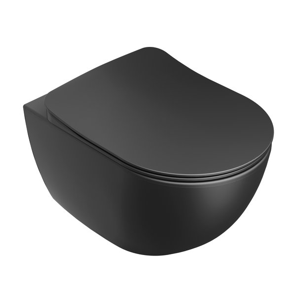 Miska ceramiczna WC Uni Chrome RimOff, czarna mat